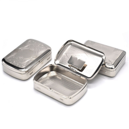 One side tobacco tin silver