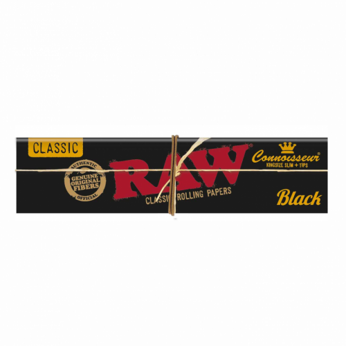 Raw Black Connoisseur King Size Slim Paper with Tips 13822