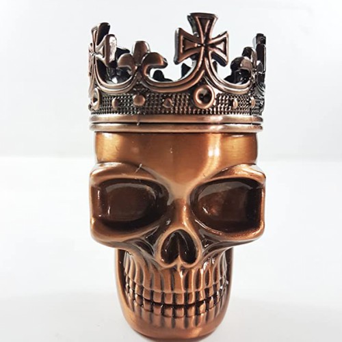 JLJ0237 King Skull Cross Crown Grinder 44mm Copper